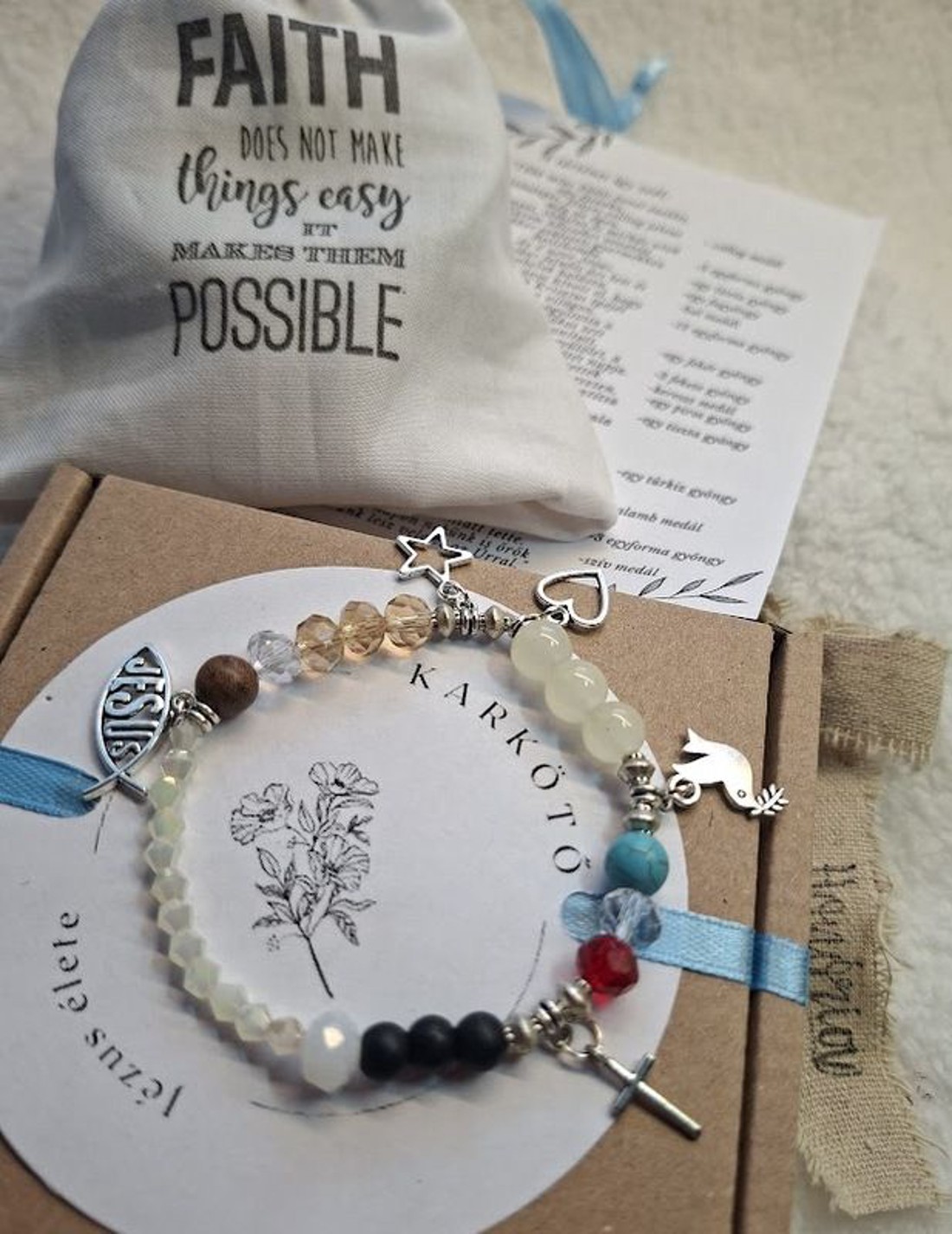 Jézus élete - keresztény történet karkötő-fehér-099 - ékszer - karkötő - bogyós karkötő - Meska.hu