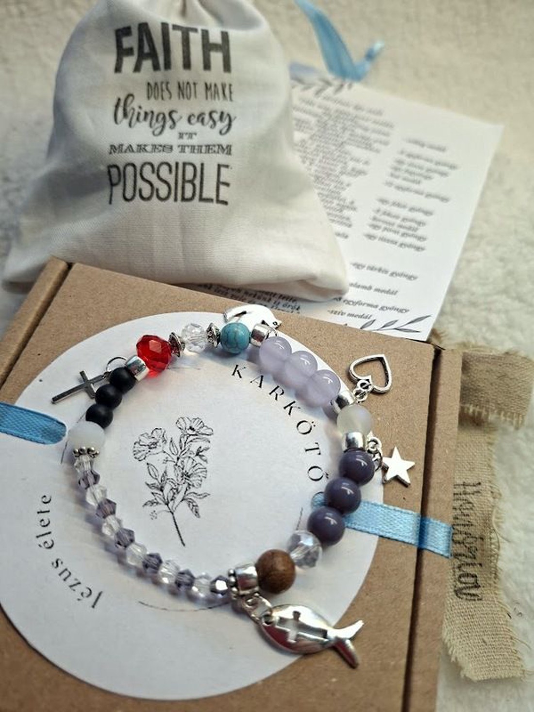 Jézus élete - keresztény történet karkötő-lila-098 - ékszer - karkötő - bogyós karkötő - Meska.hu