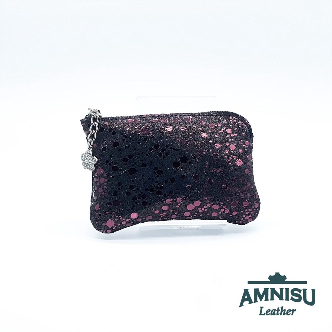 Metál lila pöttyös egy cipzáras kulcstartó A4027 -  - Meska.hu