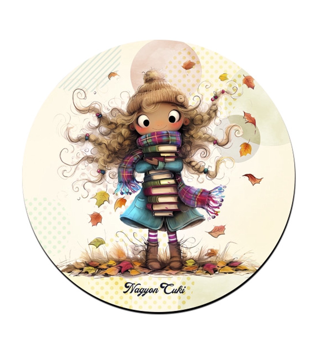 Cuki őszi Könyvmoly lány pohár alátét -  - Meska.hu