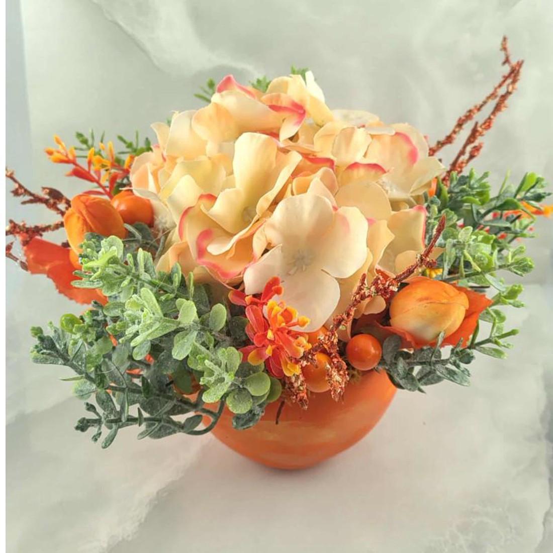 Őszi - hortenziás kerek váza -  - Meska.hu