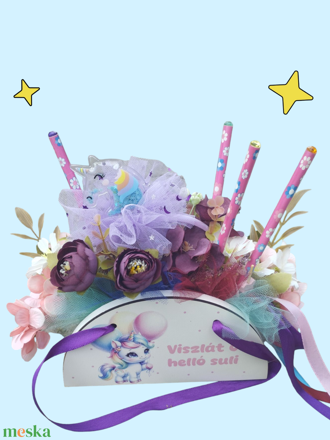 Unikornisos virágvarázs- Mesés ajándéktáska óvodai ballagásra - otthon & életmód - dekoráció - virágdísz és tartó - csokor & virágdísz - Meska.hu