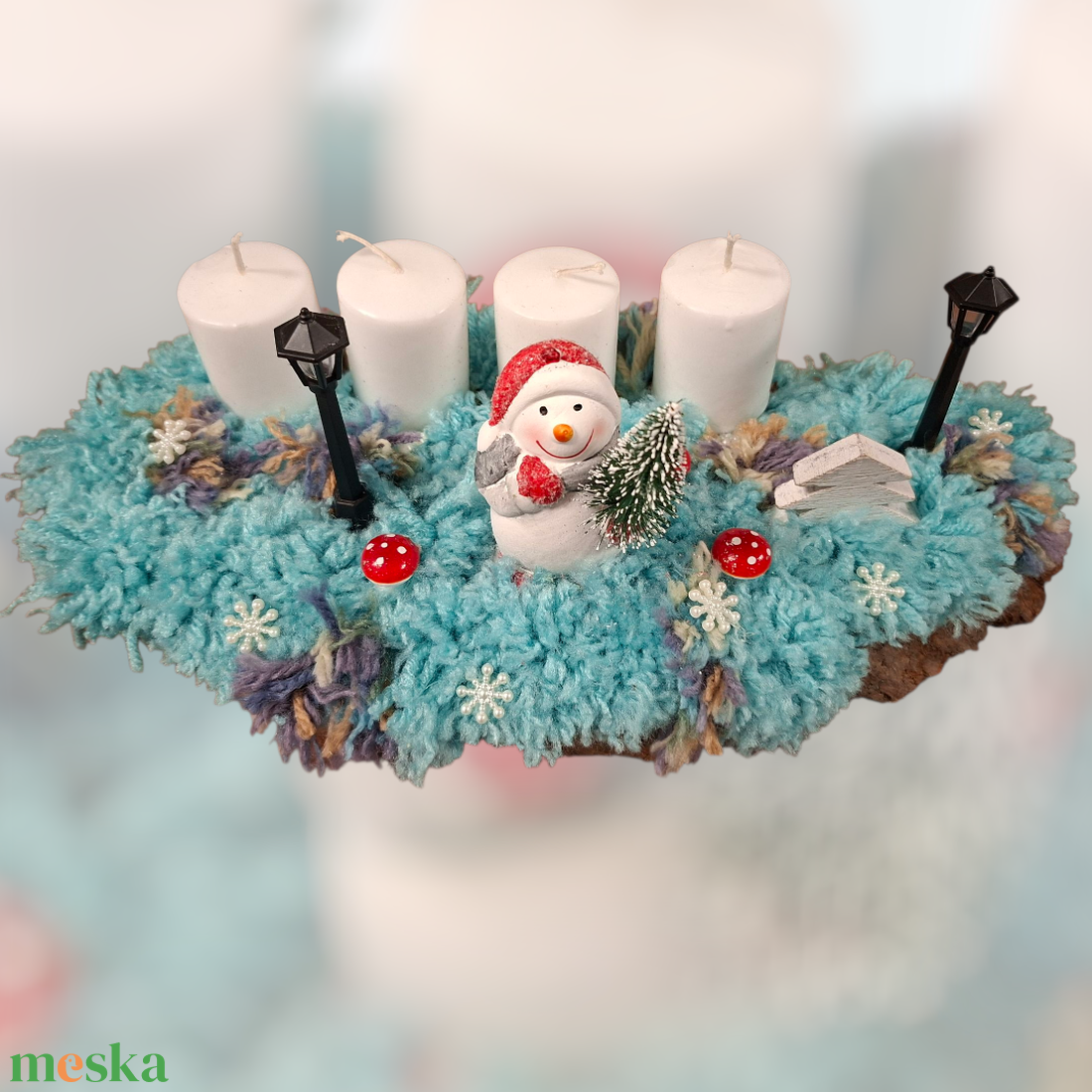 Adventi asztaldísz hóemberes - karácsony - adventi díszek - adventi asztaldísz - Meska.hu