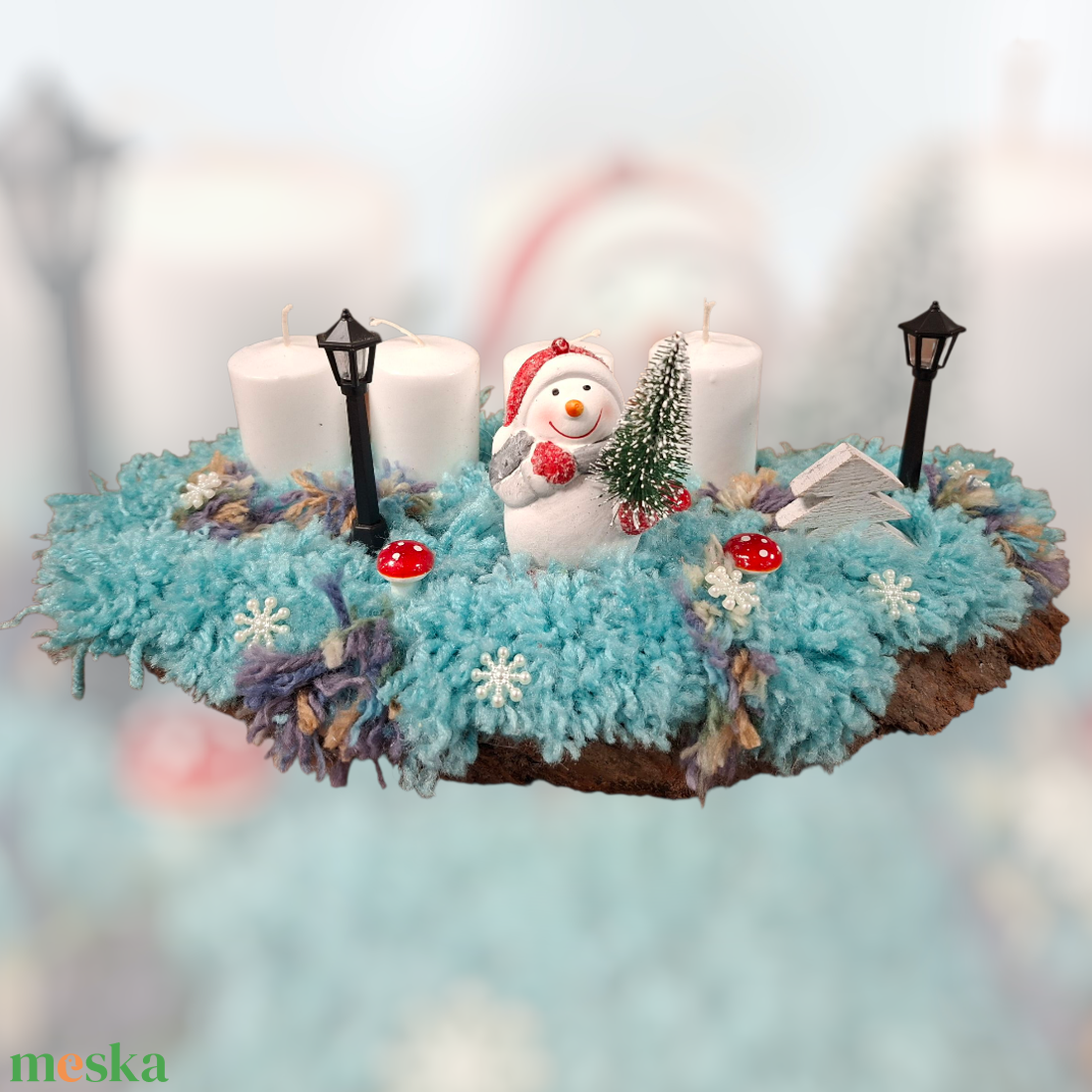Adventi asztaldísz hóemberes - karácsony - adventi díszek - adventi asztaldísz - Meska.hu