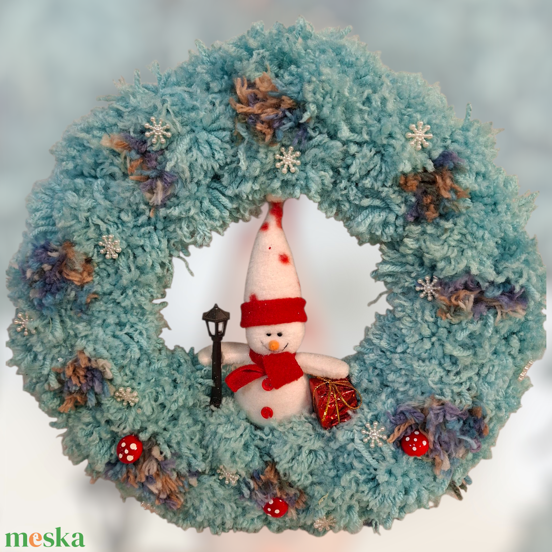 Karácsonyi ajtódísz hóemberes - karácsony - adventi díszek - adventi ajtódísz - Meska.hu