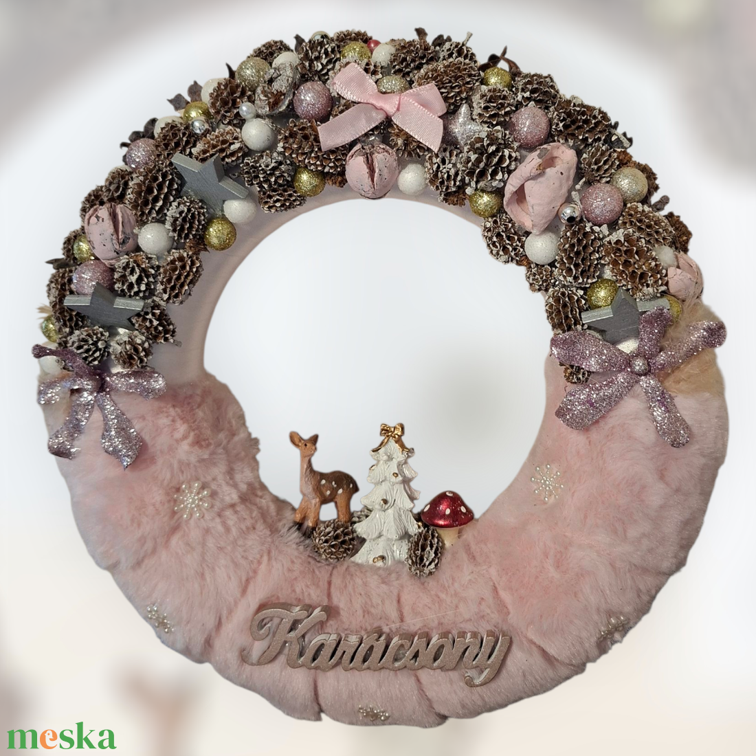 Karácsonyi ajtódísz őzikés - karácsony - adventi díszek - adventi ajtódísz - Meska.hu