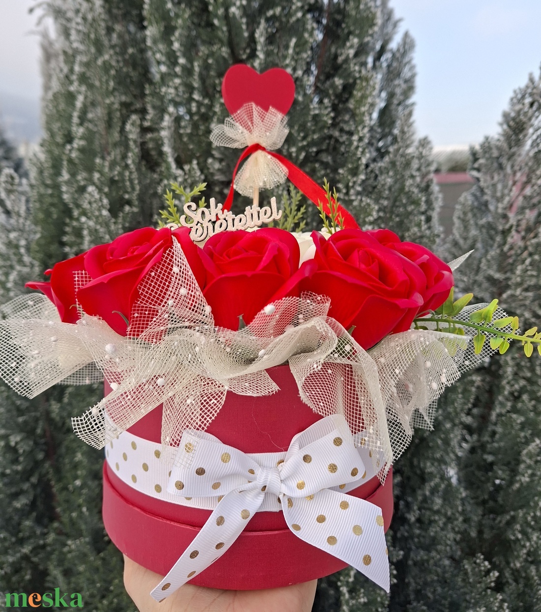 Valentin-napi szappanrózsa box � a szeretet illata ???? - otthon & életmód - virágdekoráció - virágok - virágbox - Meska.hu