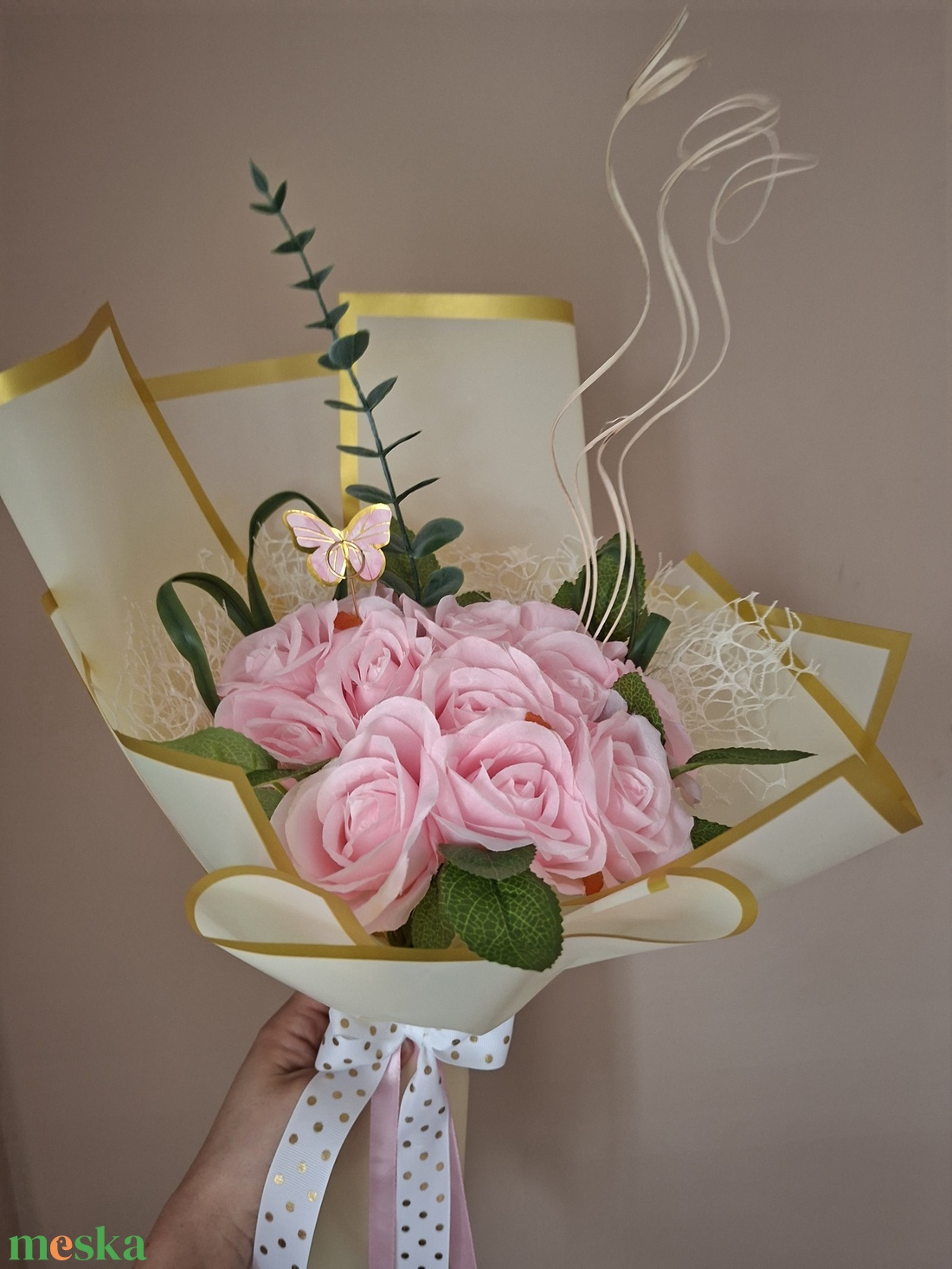 Rózsaszín rózsacsokor - otthon & életmód - virágdekoráció - virágok - virágcsokor - Meska.hu