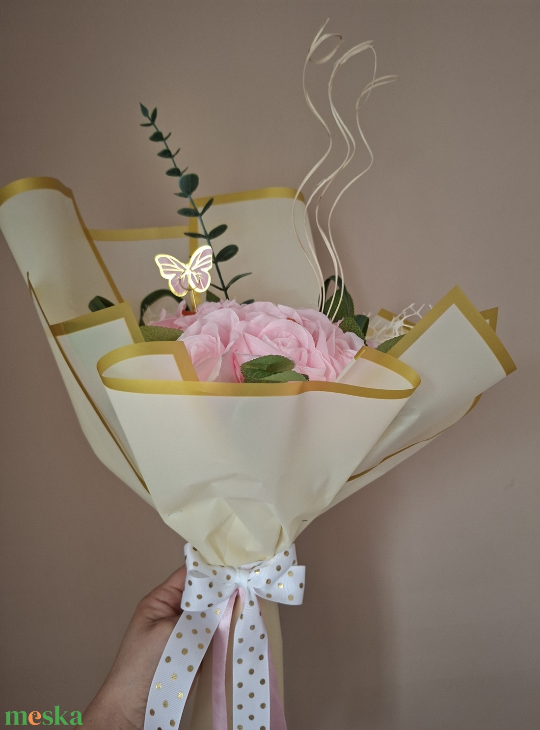 Rózsaszín rózsacsokor - otthon & életmód - virágdekoráció - virágok - virágcsokor - Meska.hu