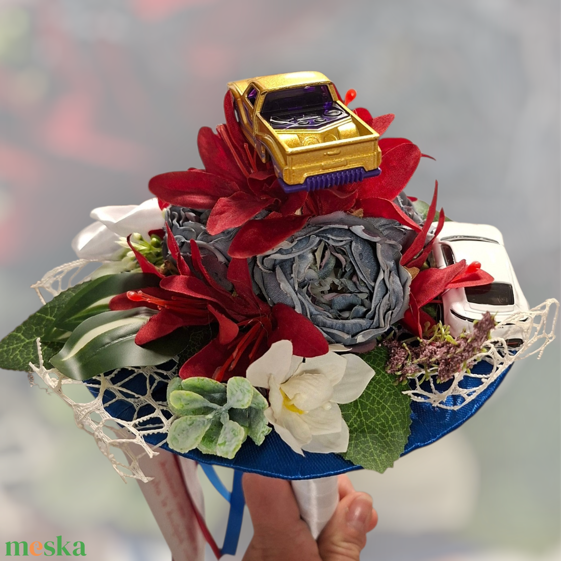 Óvodai ballagási csokor hot wheels kisautóval - otthon & életmód - virágdekoráció - virágok - virágcsokor - Meska.hu