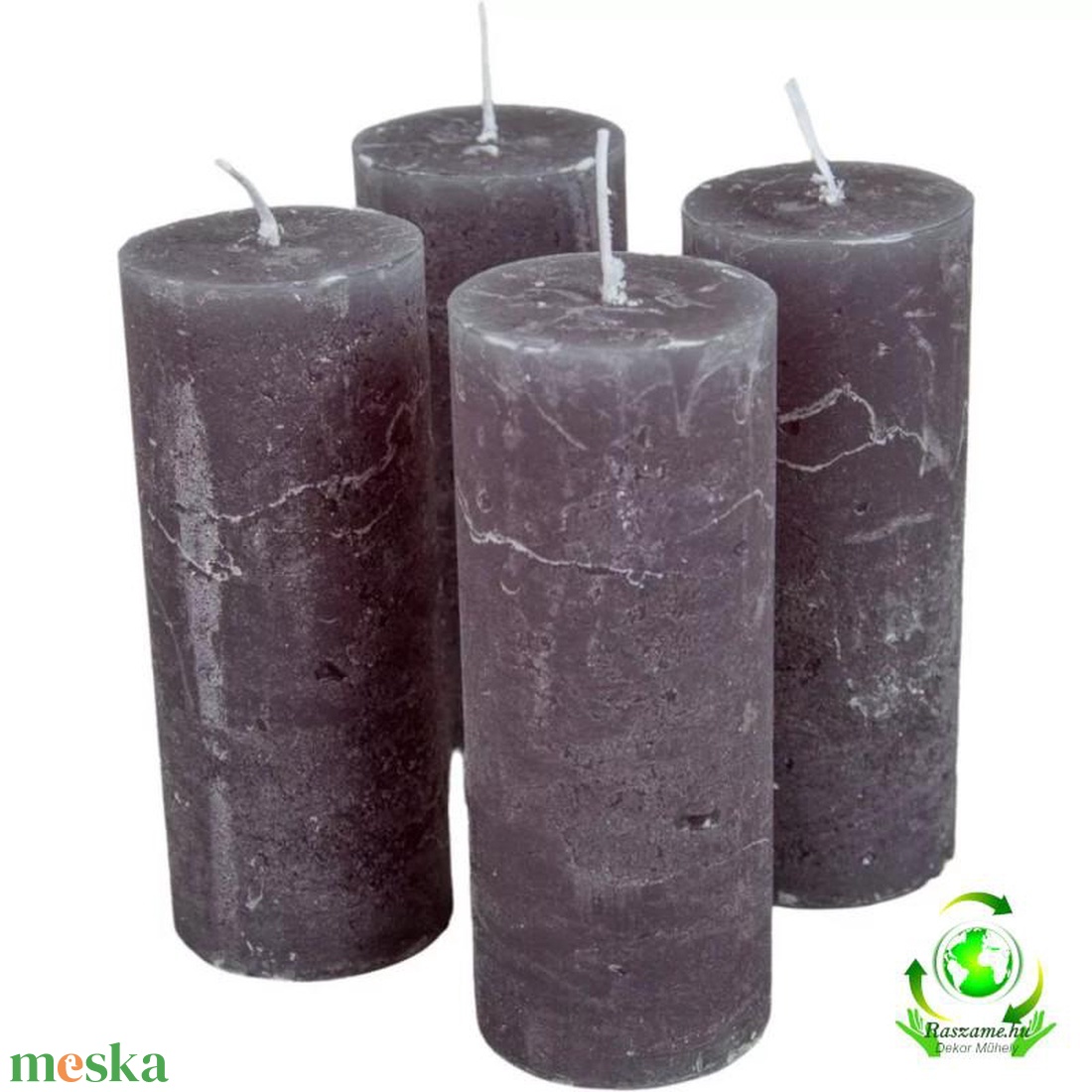 Rusztikus gyertya 40 x 100 mm - szürke szett - kellékek & szerszámok - dekorációs kellékek - dekorációs gyertya - Meska.hu