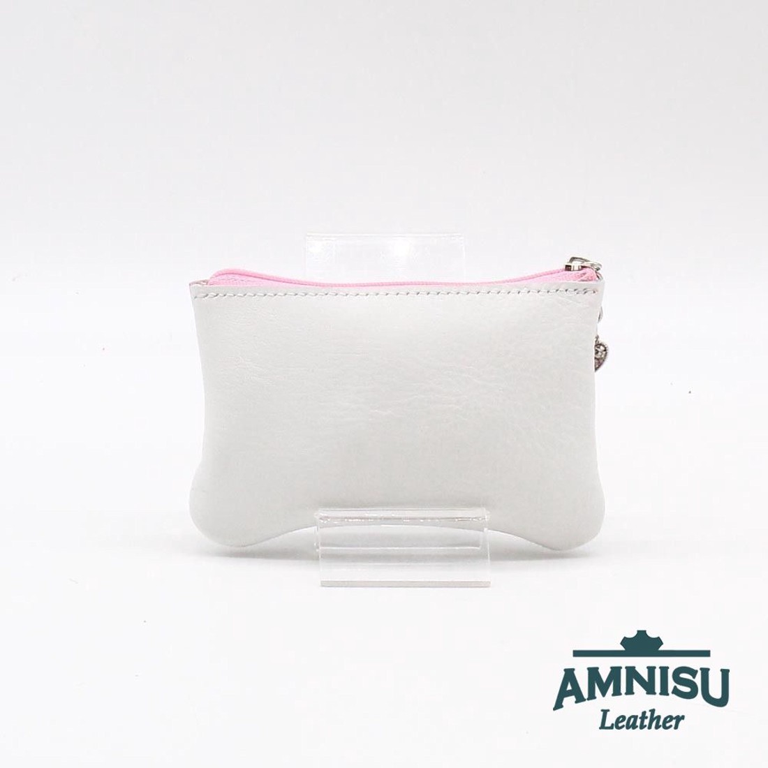 Fehér - metál rózsaszín ívelt egy cipzáras kulcstartó C3002 - táska & tok - kulcstartó & táskadísz - kulcstartó - Meska.hu