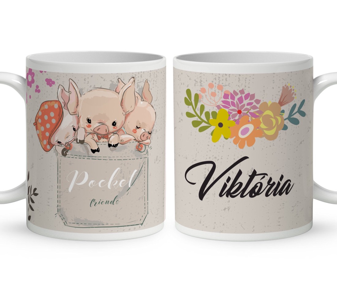 Kérd a neveddel - Zsebi malackák mintás bögre - otthon & életmód - konyhafelszerelés, tálalás - tálalás - bögre & csésze - Meska.hu