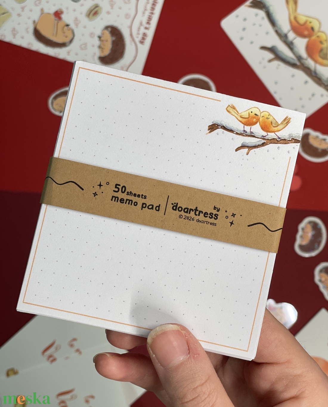 Vörösbegy szerelem illusztrált jegyzettömb - otthon & életmód - papír, írószer - jegyzetfüzet & napló - Meska.hu