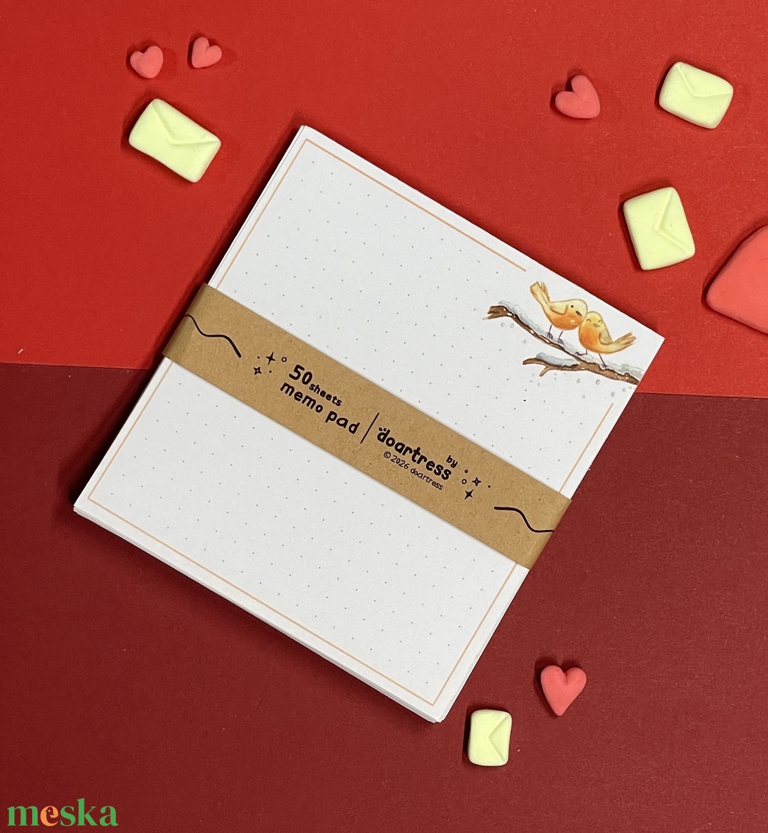 Vörösbegy szerelem illusztrált jegyzettömb - otthon & életmód - papír, írószer - jegyzetfüzet & napló - Meska.hu