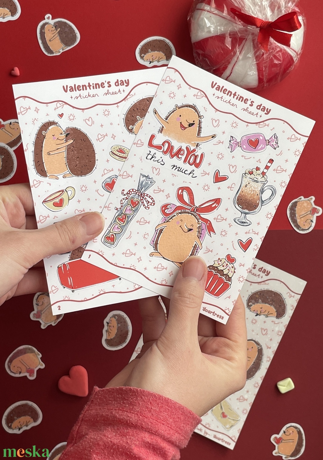 2in1 Sünis valentin napi matricaív csomag A6 - kellékek & szerszámok - dekorációs kellékek - matricaív - Meska.hu