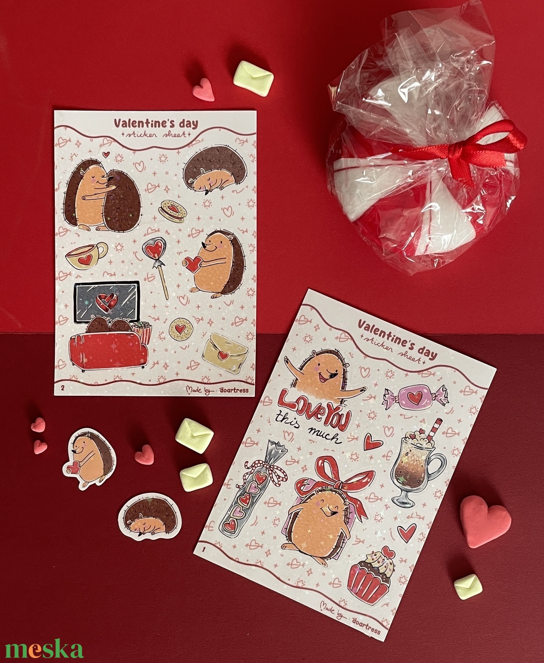 2in1 Sünis valentin napi matricaív csomag A6 - kellékek & szerszámok - dekorációs kellékek - matricaív - Meska.hu