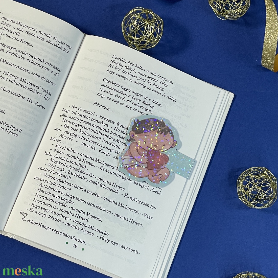 Babás szíves csillogós mágneses könyvjelző - könyv & zene - könyvjelző - Meska.hu