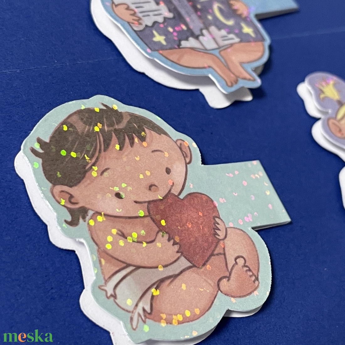 Babás szíves csillogós mágneses könyvjelző - könyv & zene - könyvjelző - Meska.hu