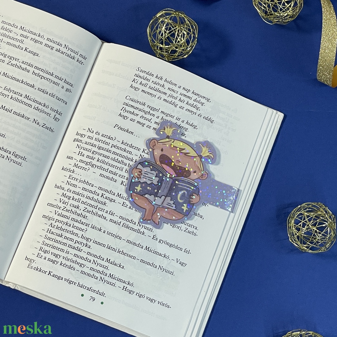 Babás lány csillogós mágneses könyvjelző - könyv & zene - könyvjelző - Meska.hu