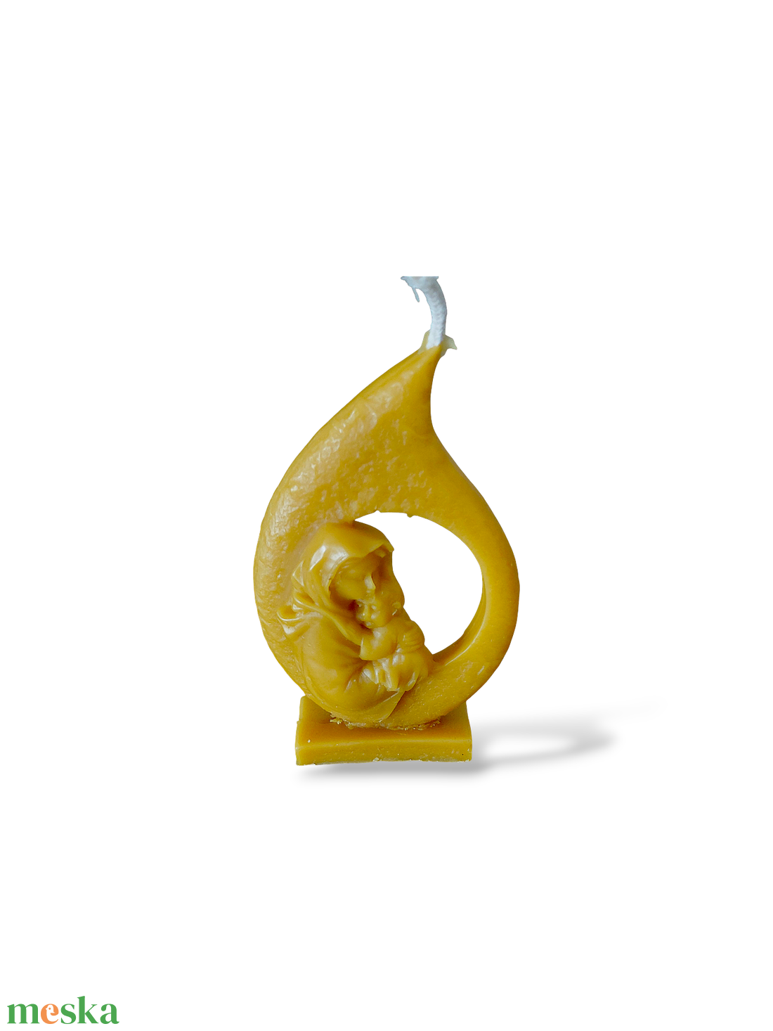 Méhviasz gyertya Mária kisdeddel - esküvő - dekoráció - gyertya & gyertyatartó - Meska.hu