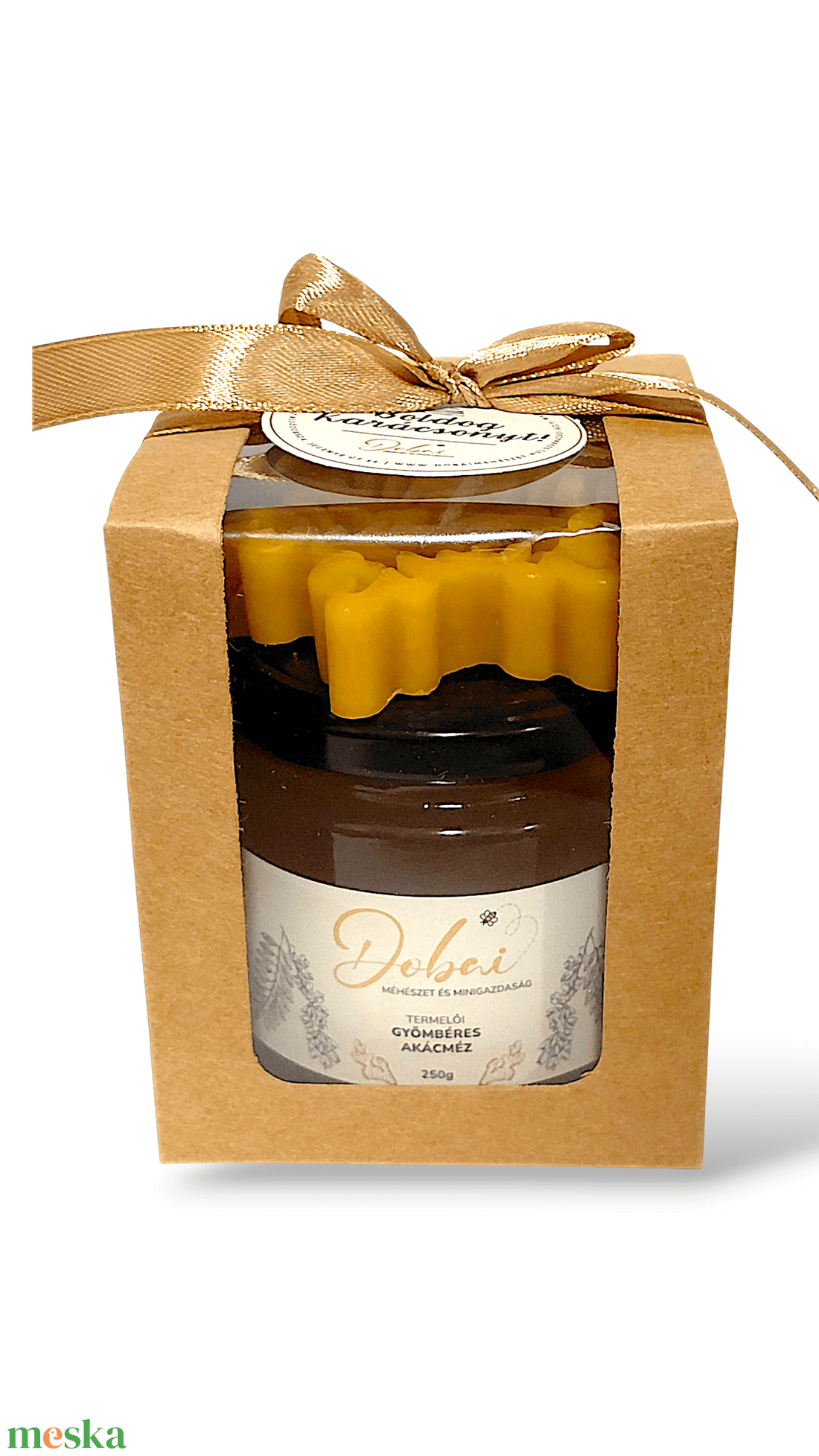 Díszdobozos méz virággyertyával - élelmiszer - méz & propolisz - Meska.hu