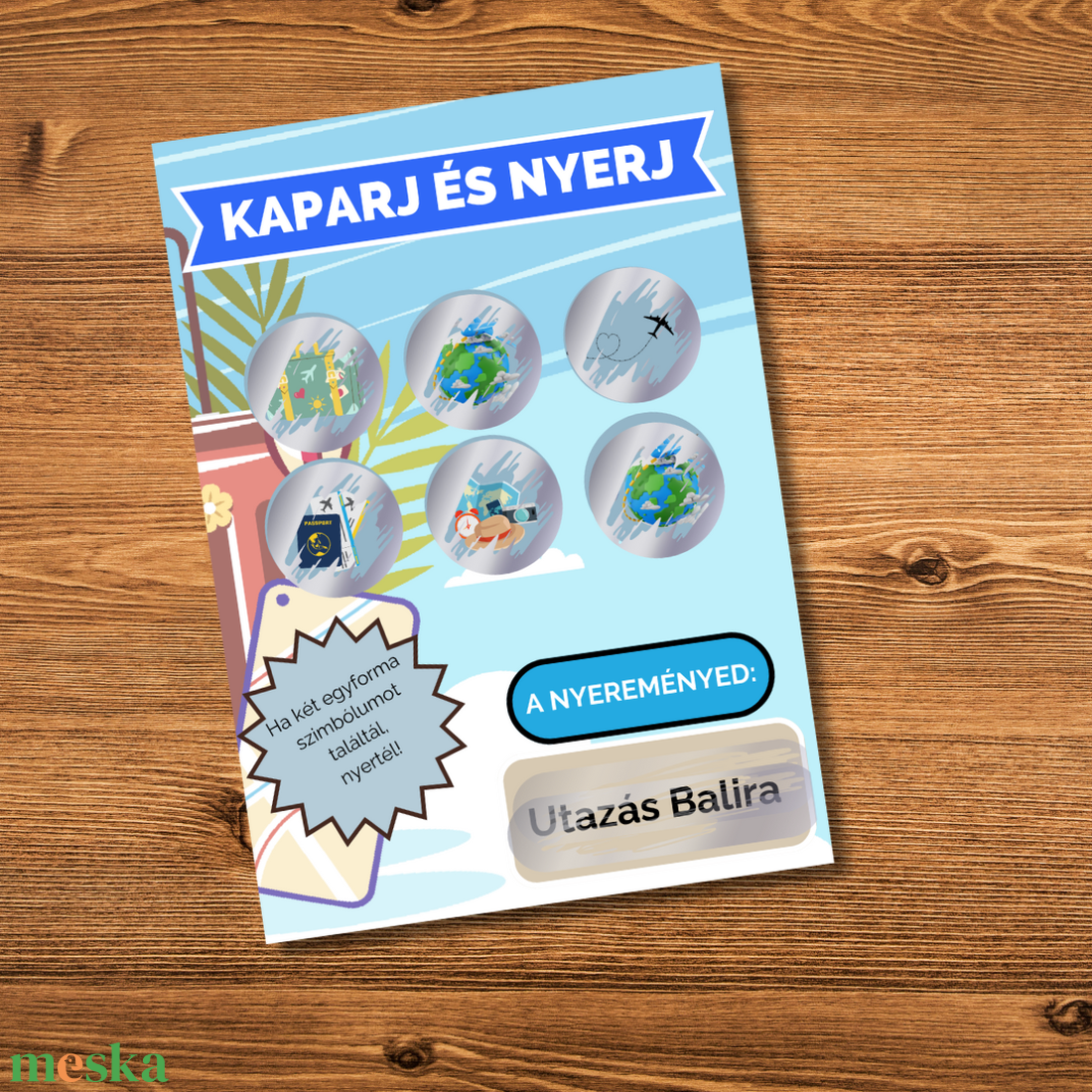 Kaparós sorsjegy utazás ajándékozásához - otthon & életmód - papír, írószer - Meska.hu