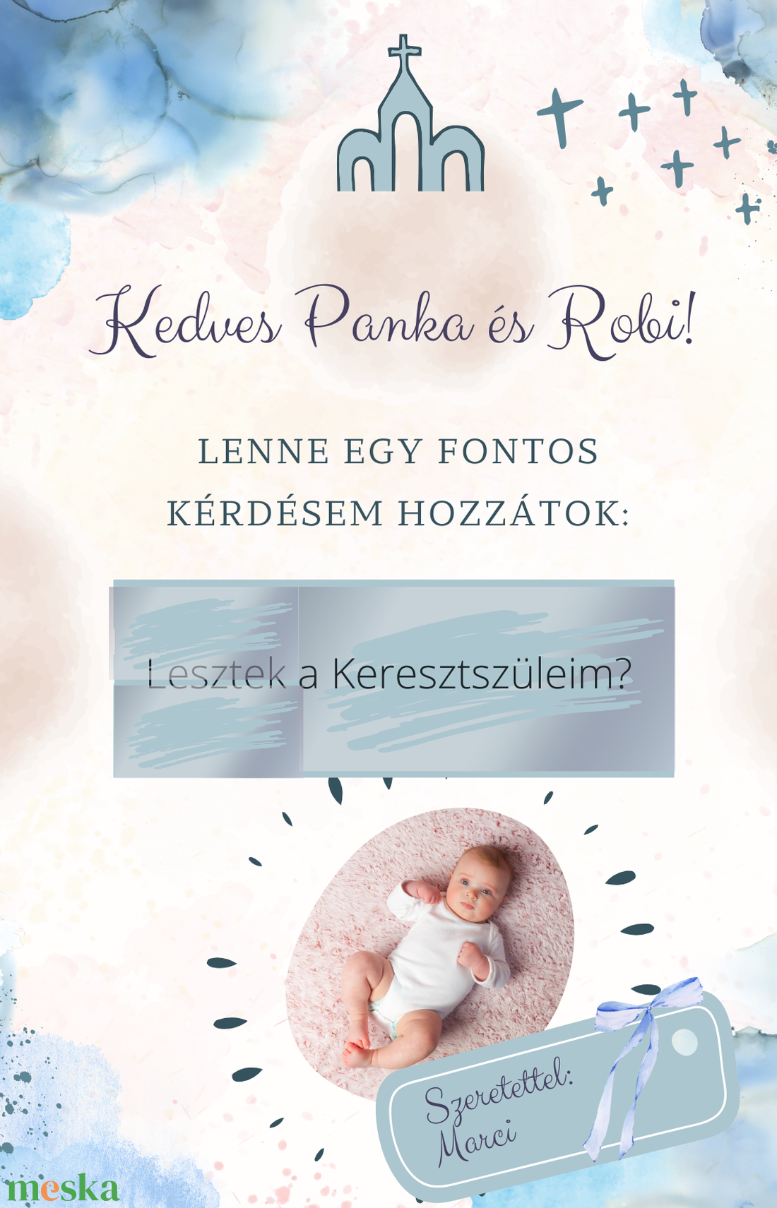 Keresztszülő felkérő II. - otthon & életmód - papír, írószer - ajándékozás kellékei - képeslap, üdvözlőlap - Meska.hu