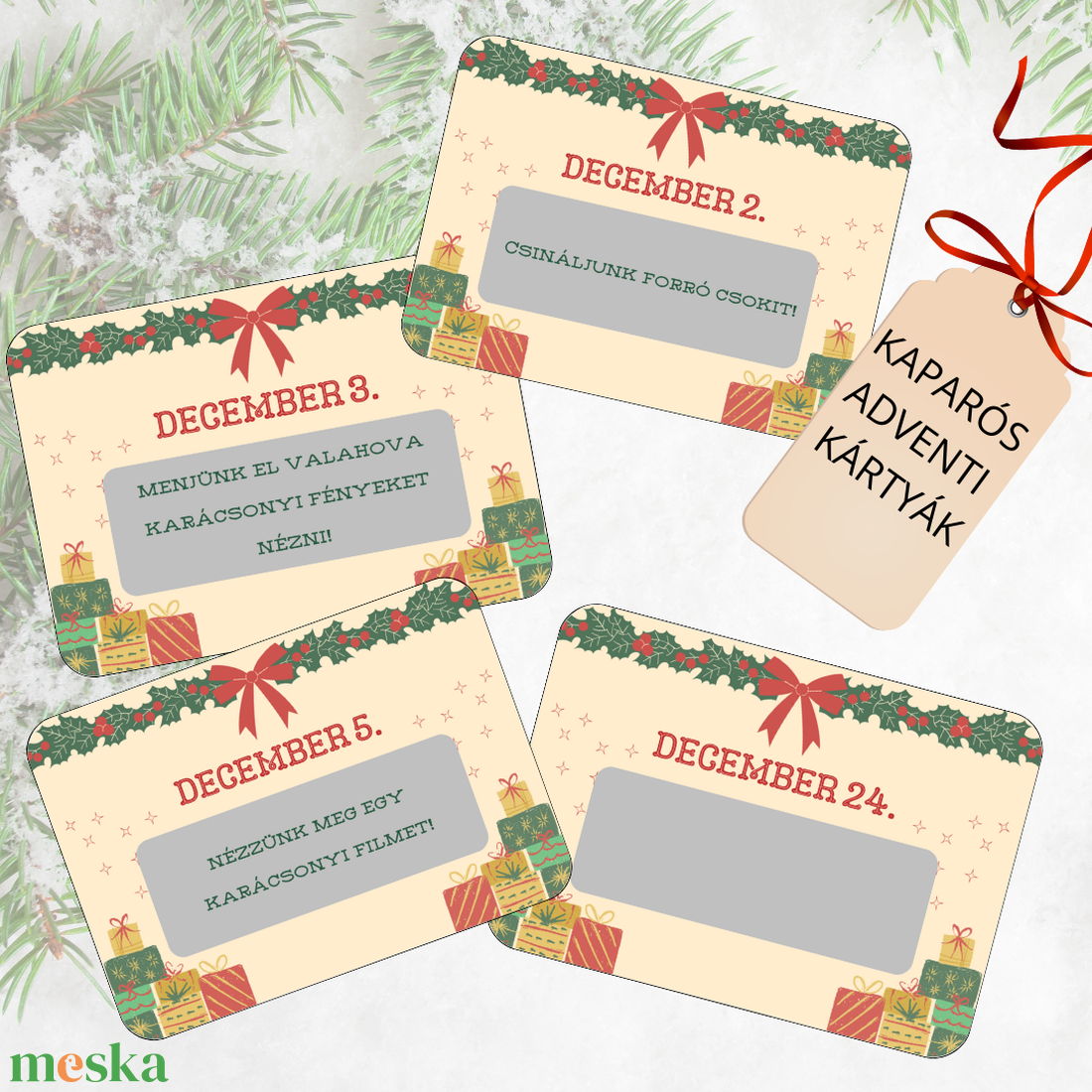 Kaparós adventi naptár-kártyák - karácsony - adventi díszek - adventi naptár - Meska.hu