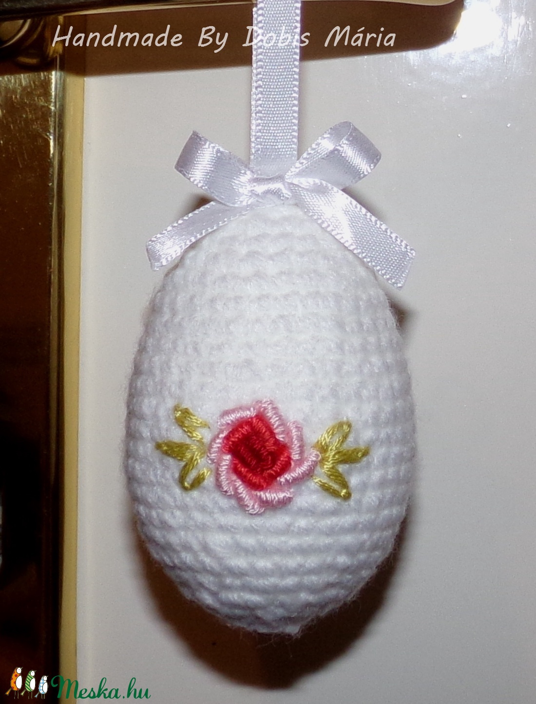 Horgolt húsvéti tojás masnis akasztóval. -  - Meska.hu