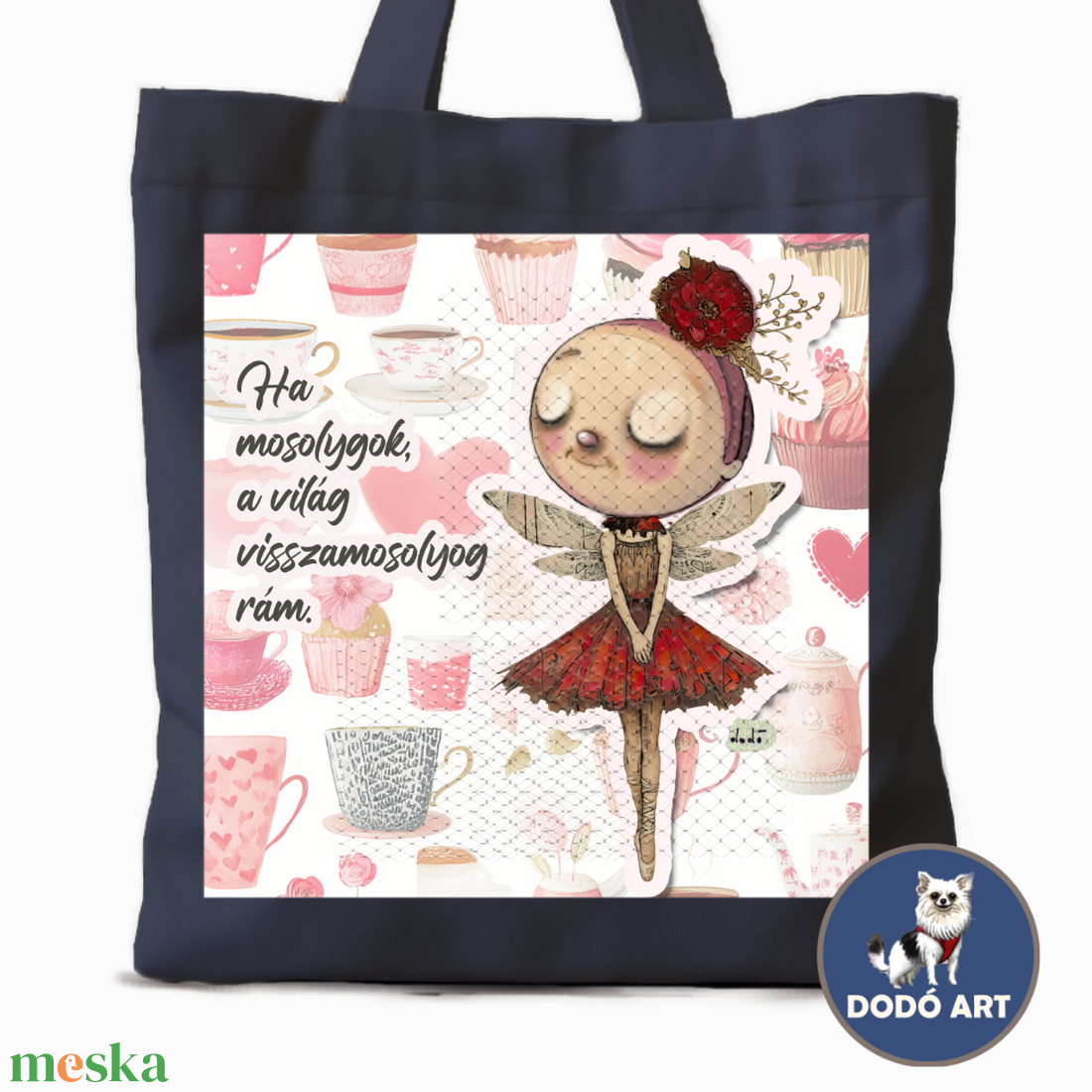 Dodó Art Vászontáska / Ha mosolygok.... - táska & tok - bevásárlás & shopper táska - shopper, textiltáska, szatyor - Meska.hu