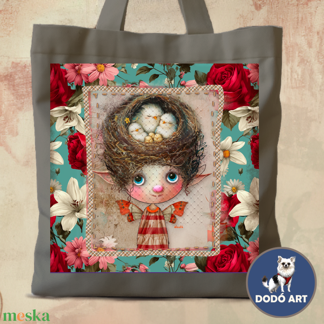 Dodó Art Vászontáska / Kiki - táska & tok - bevásárlás & shopper táska - shopper, textiltáska, szatyor - Meska.hu Dodó Art Vászontáska / Kiki - táska & tok - bevásárlás & shopper táska - shopper, textiltáska, szatyor - Meska.hu