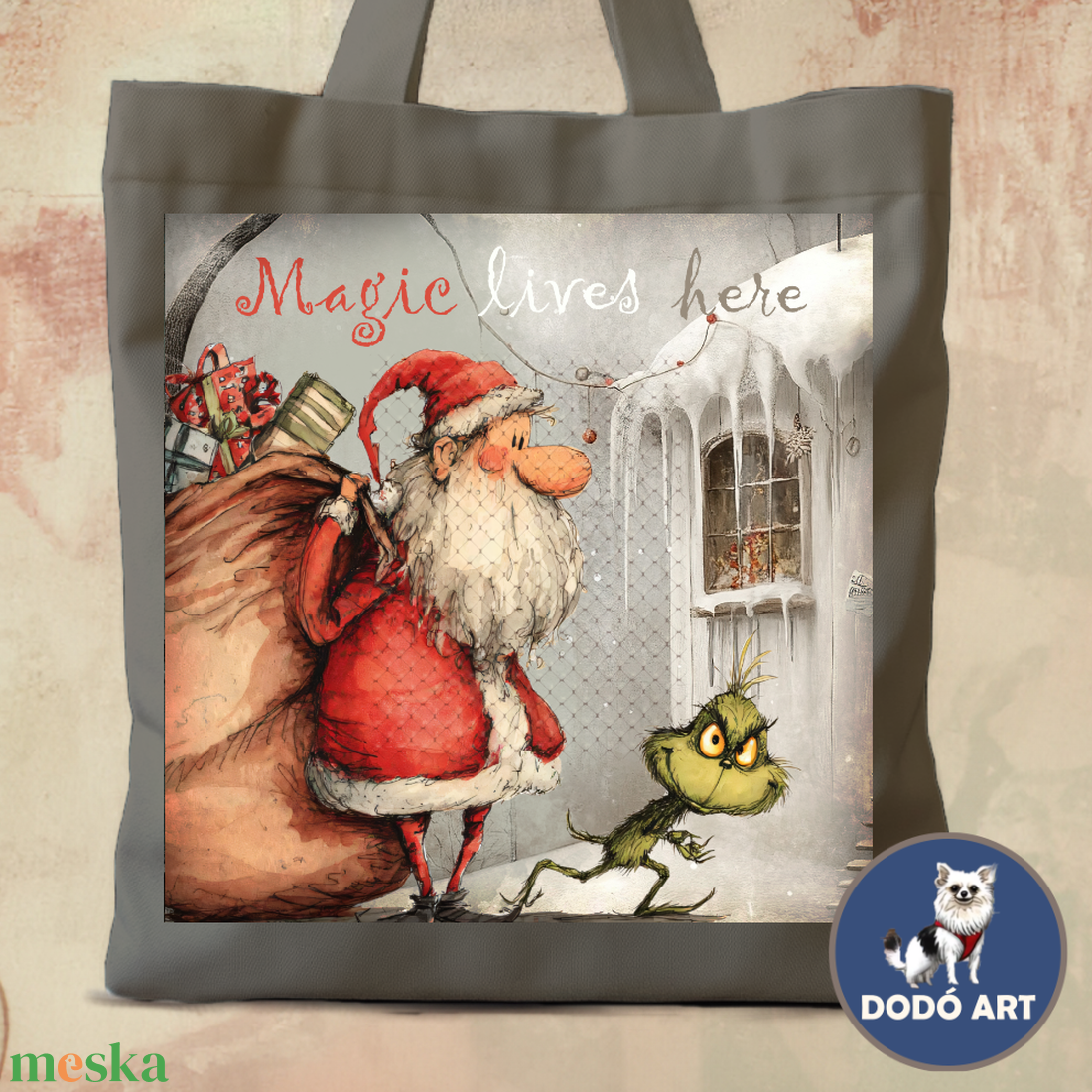 Grincs és Télapó  Vászontáska / Puttony - táska & tok - bevásárlás & shopper táska - shopper, textiltáska, szatyor - Meska.hu Grincs és Télapó  Vászontáska / Puttony - táska & tok - bevásárlás & shopper táska - shopper, textiltáska, szatyor - Meska.hu