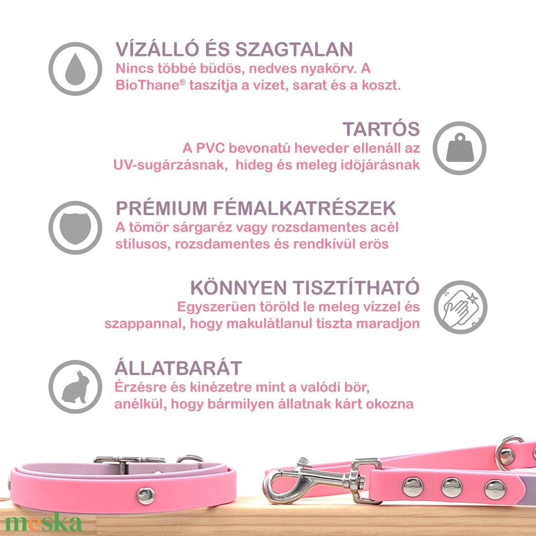 Névre szóló kutya nyakörv és póráz szett, színes vízálló BioThane hevederből, rozsdamentes acél vagy réz kapocs - otthon & életmód - kisállatoknak - kutyáknak - kutya nyakörv, póráz szett - Meska.hu