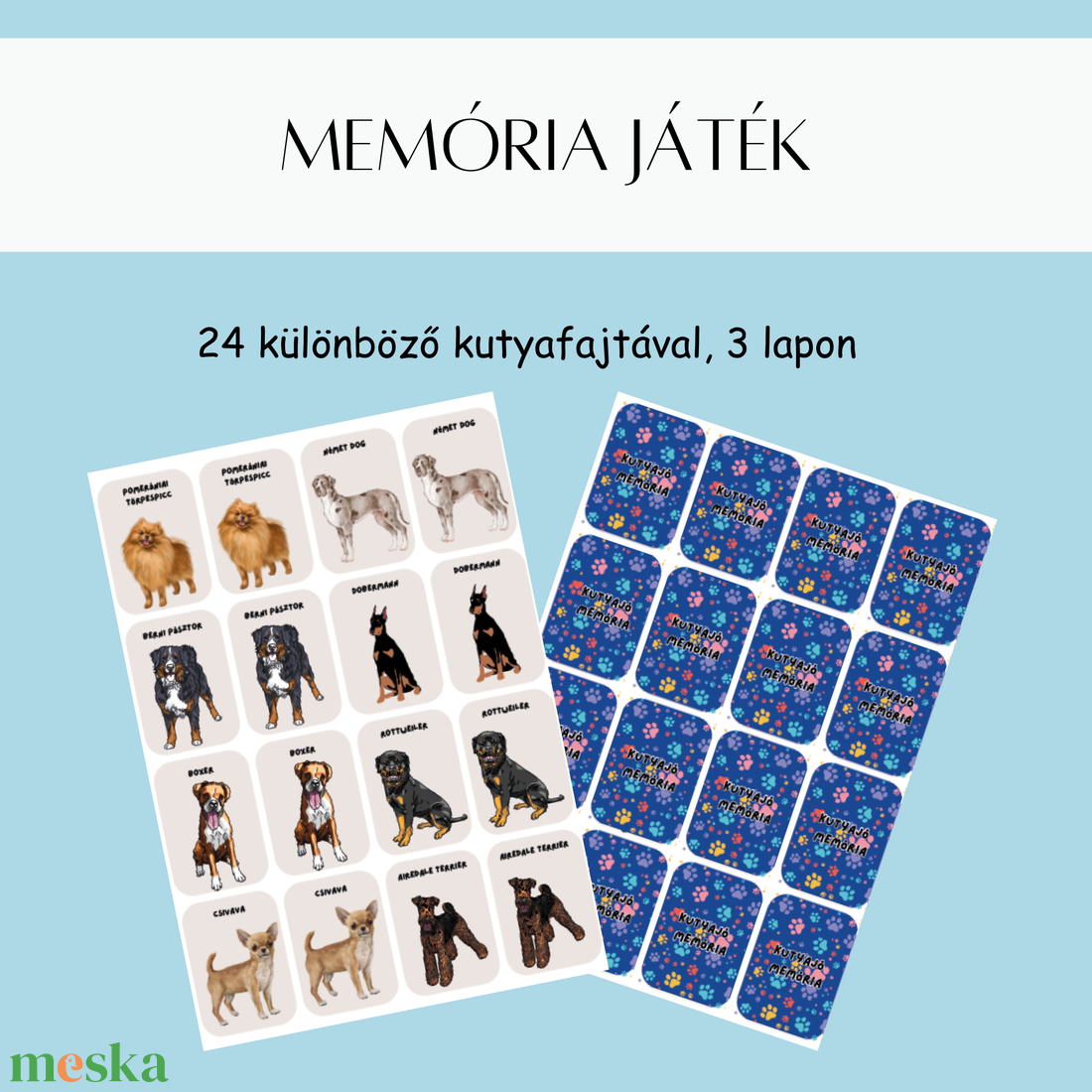 Kutyajó memória - játék & sport - készségfejlesztő és logikai játék - memória játékok - Meska.hu Kutyajó memória - játék & sport - készségfejlesztő és logikai játék - memória játékok - Meska.hu