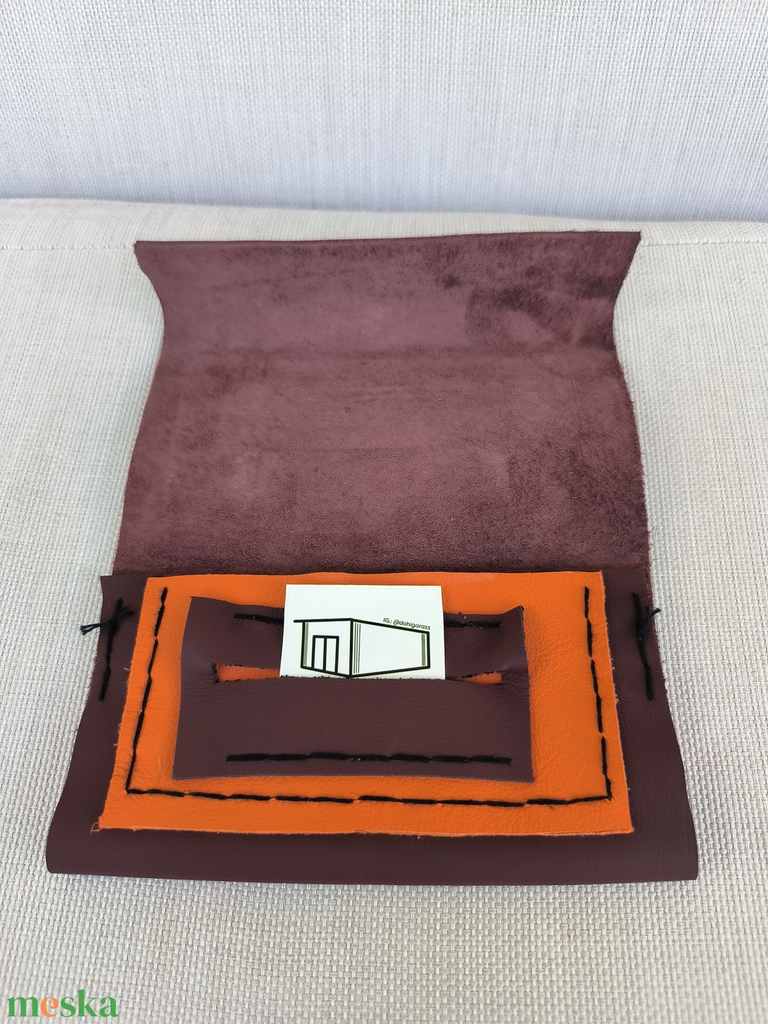 DOHIGARÁZS Dohánytartó / Dohánytárca - Bőr - Kézzel készített - Bordó - táska & tok - pénztárca & más tok - dohánytasak & szütyő - Meska.hu