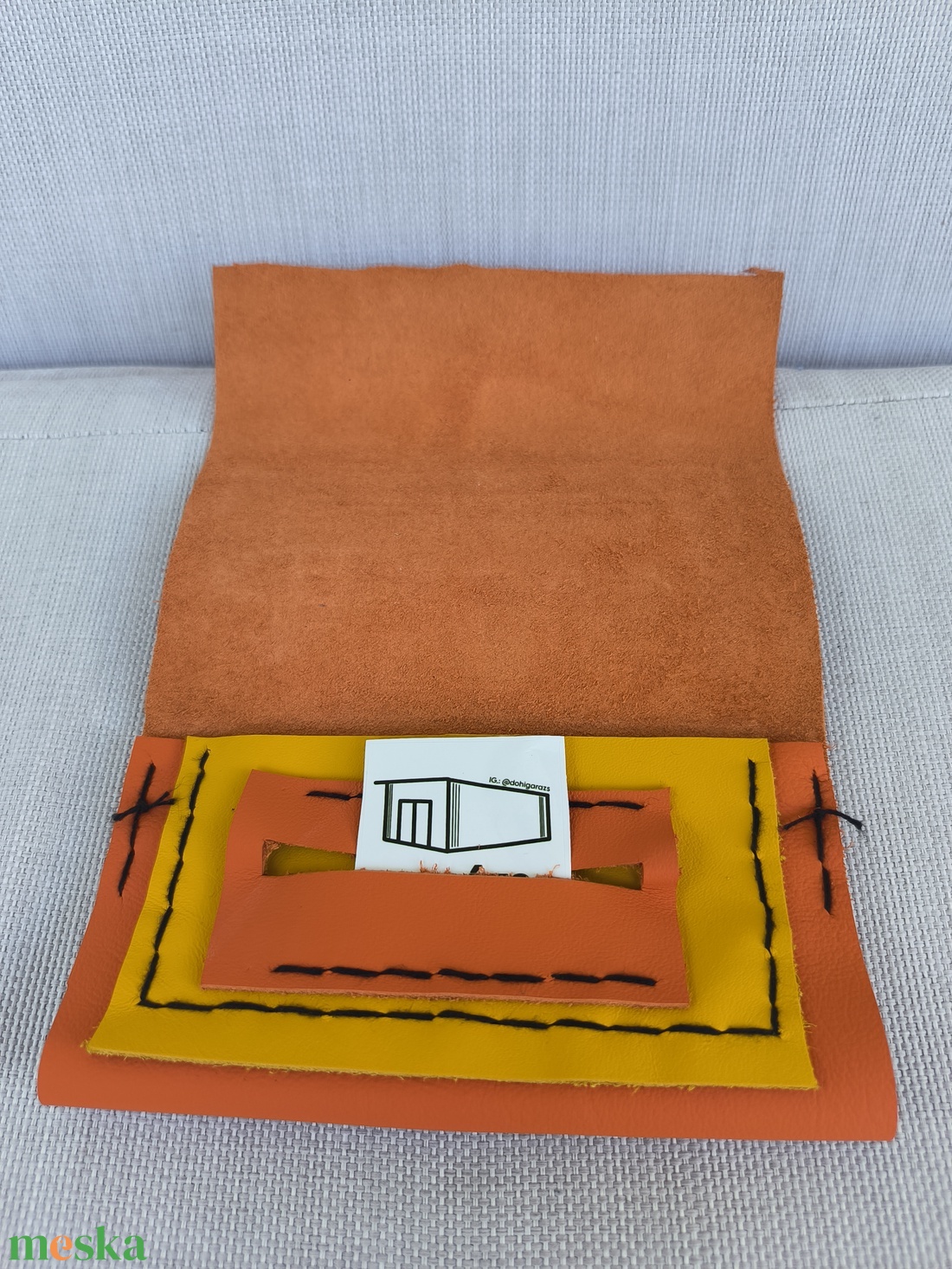 DOHIGARÁZS Dohánytartó / Dohánytárca - Bőr - Kézzel készített - Narancssárga - táska & tok - pénztárca & más tok - dohánytasak & szütyő - Meska.hu