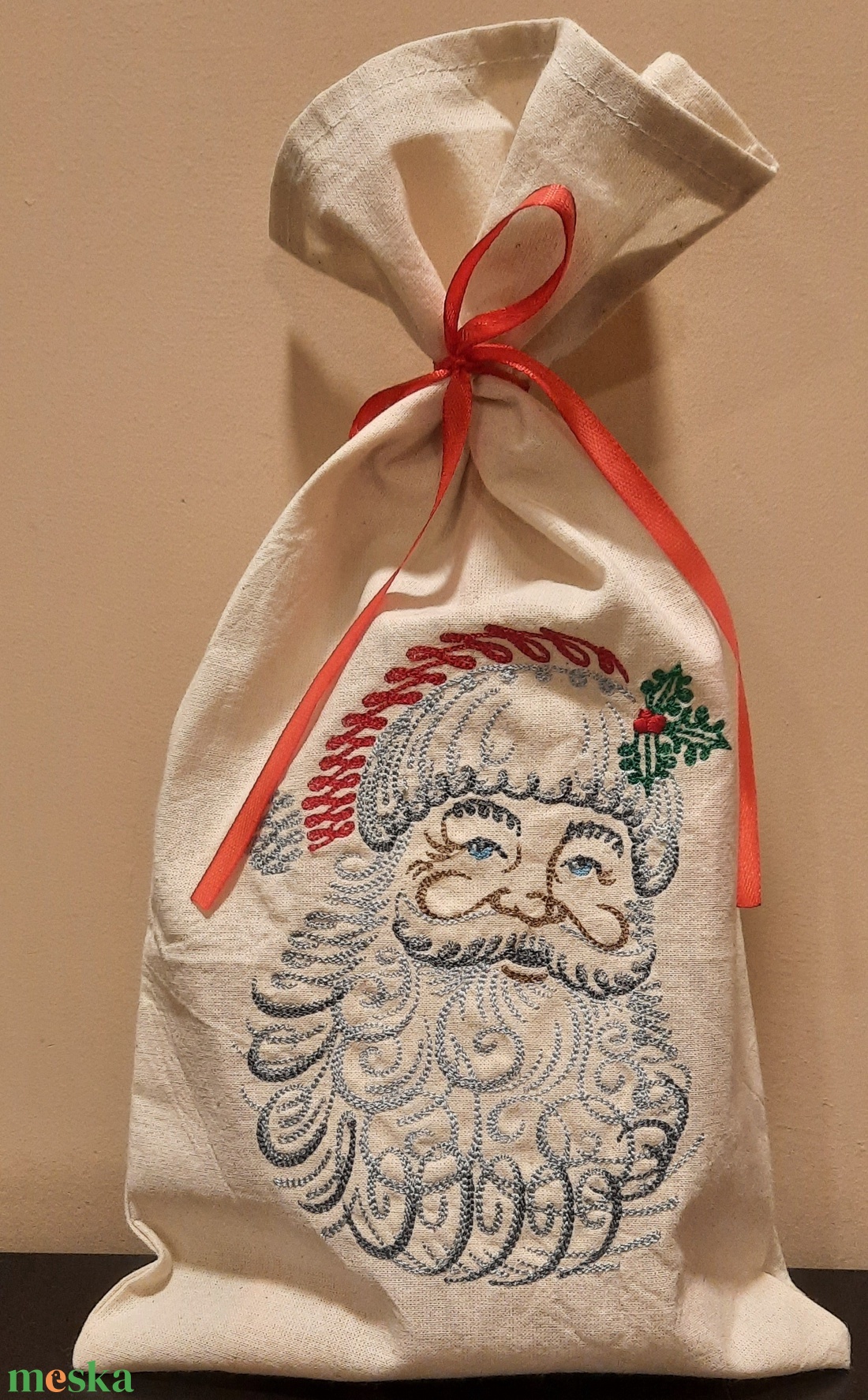 Hímzett Mikulás zsák - karácsony - mikulás - mikulás zsák, zokni, csizma - Meska.hu