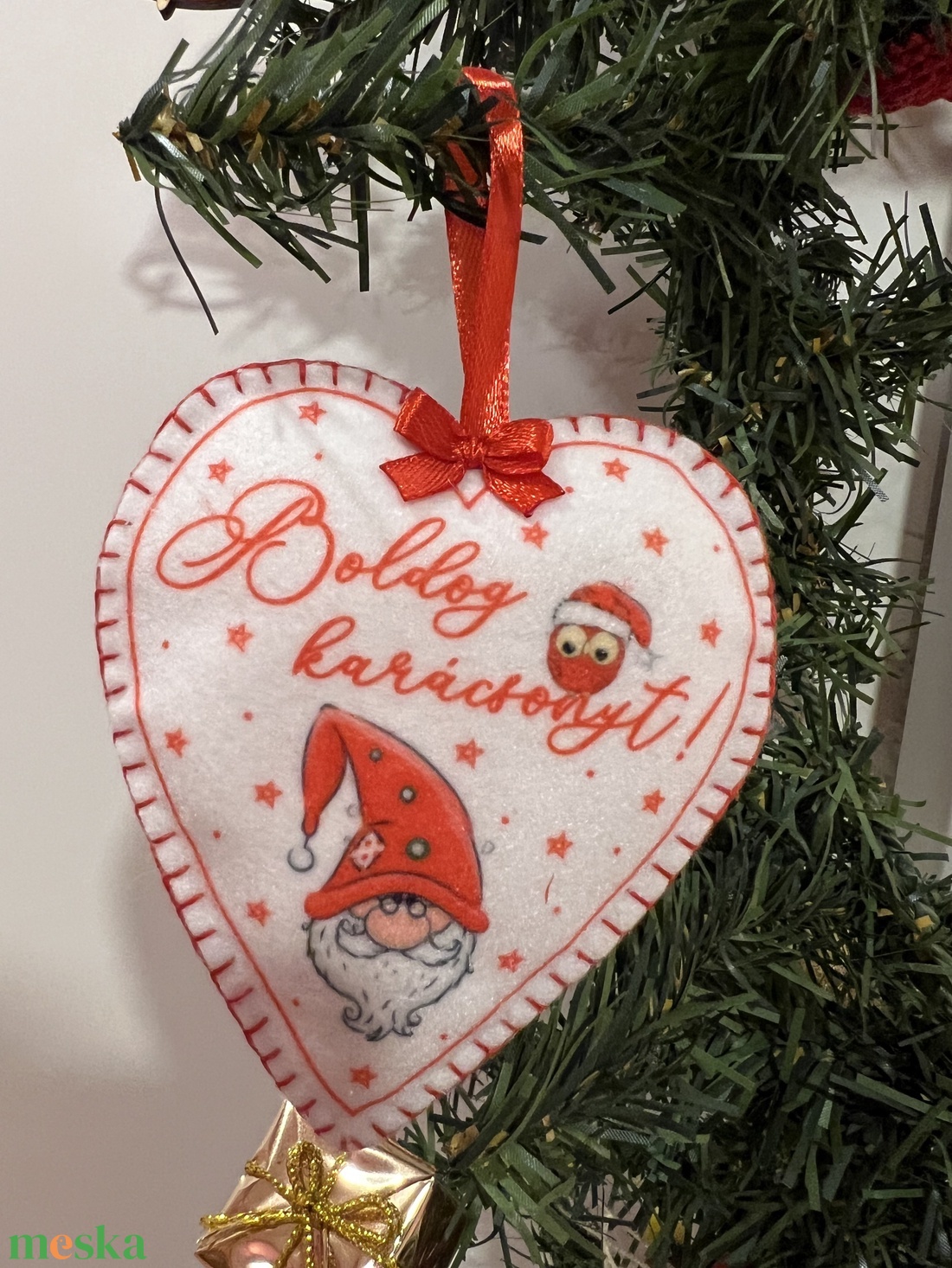 Mintás karácsonyi filc díszek - karácsony - karácsonyi lakásdekoráció - karácsonyfadíszek - Meska.hu