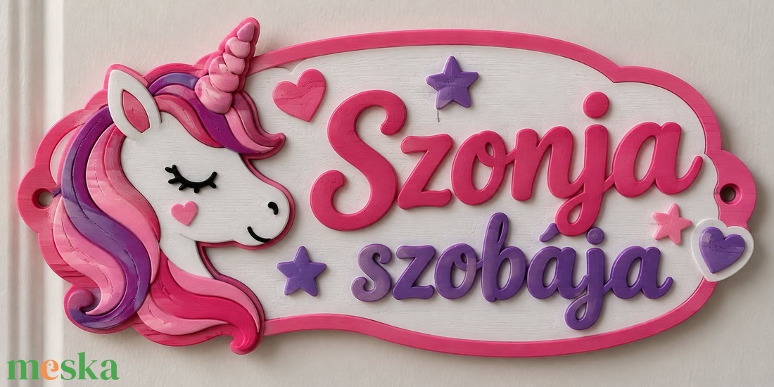 Egyedi névre szóló gyerekszoba ajtótábla � 3D nyomtatott unikornisos névtábla - baba - mama - babaszoba dekoráció - gyerekszoba falmatrica - Meska.hu