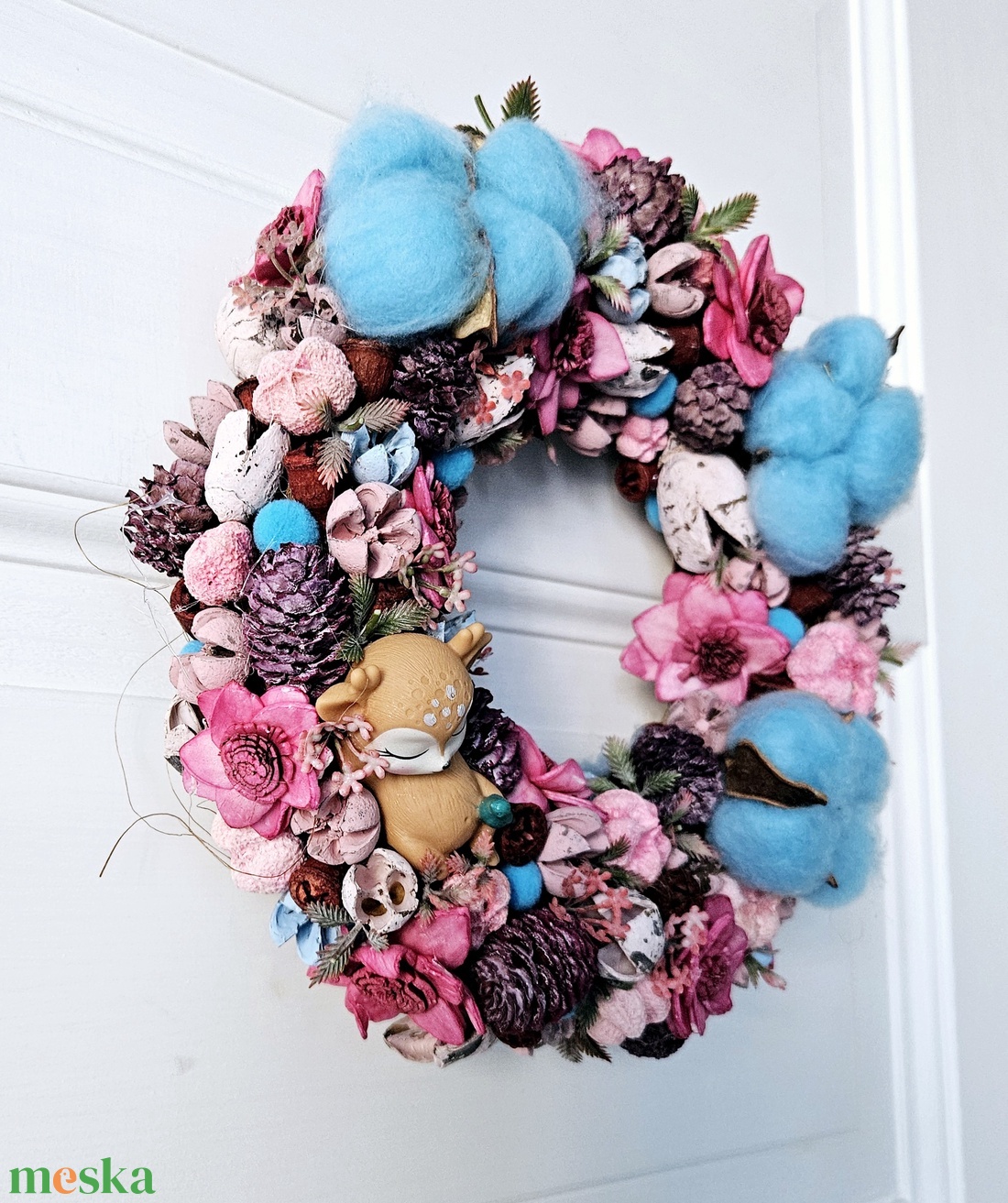 Pocakos őzgida vattacukor felhőkön  - otthon & életmód - dekoráció - ajtó- és ablak dekoráció - ajtódísz & kopogtató - Meska.hu