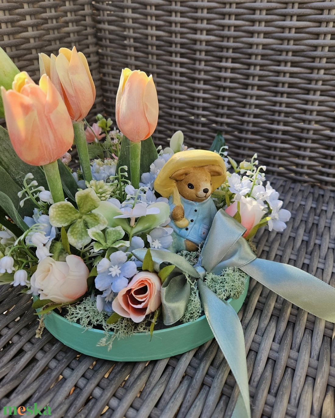 Menta sárga tulipános tavaszváró asztaldísz �� - otthon & életmód - dekoráció - asztal és polc dekoráció - asztaldísz - Meska.hu