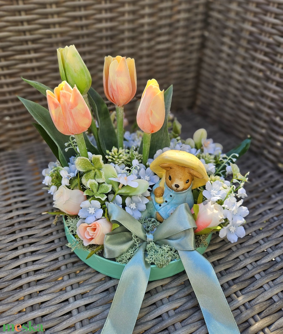 Menta sárga tulipános tavaszváró asztaldísz �� - otthon & életmód - dekoráció - asztal és polc dekoráció - asztaldísz - Meska.hu