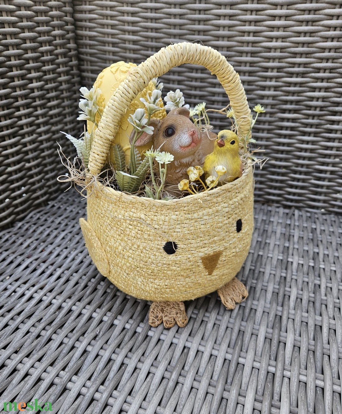 Kisnyuszi kiscsibével csibekosárban húsvéti asztaldísz �� - ünnepi díszek, dekorációk - húsvéti díszek és dekorációk - húsvéti asztaldíszek - Meska.hu