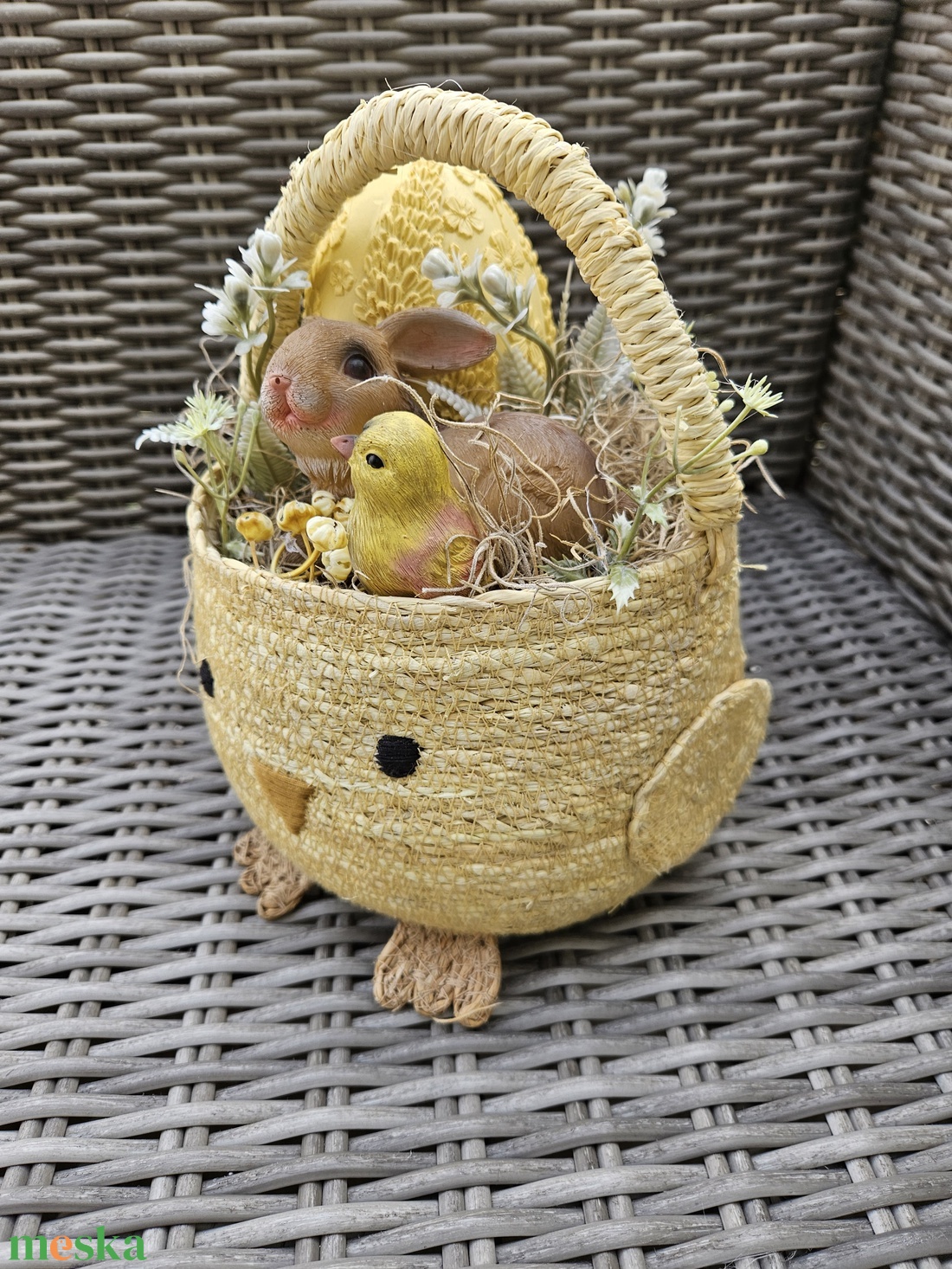 Kisnyuszi kiscsibével csibekosárban húsvéti asztaldísz �� - ünnepi díszek, dekorációk - húsvéti díszek és dekorációk - húsvéti asztaldíszek - Meska.hu