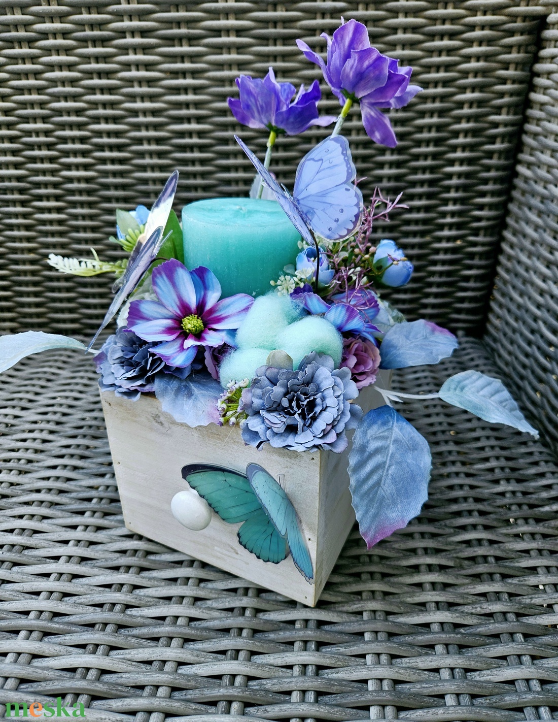 Pillangókert tömbgyertyás asztaldísz  - otthon & életmód - gyertya, illat, aroma - gyertya - Meska.hu