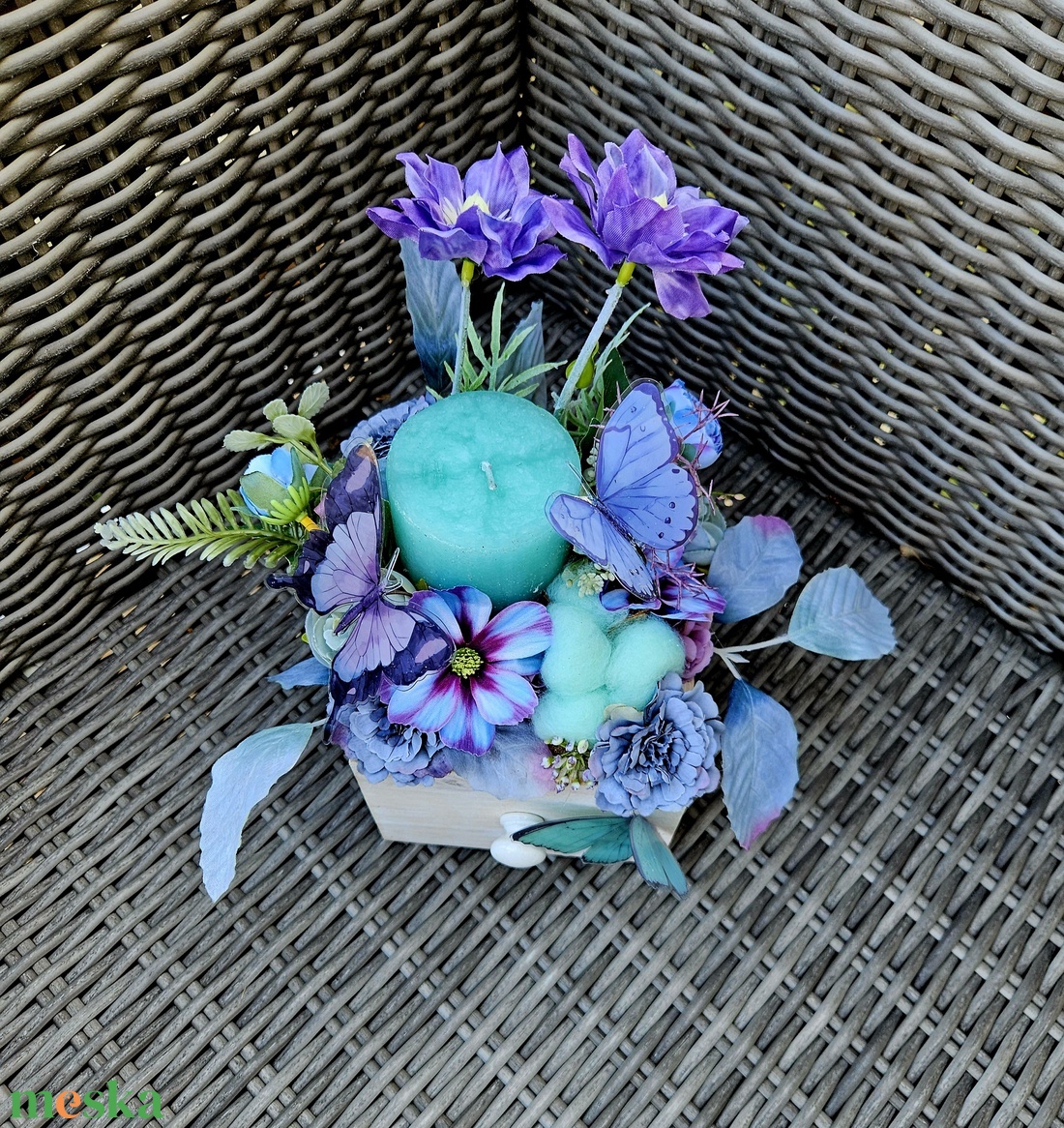 Pillangókert tömbgyertyás asztaldísz  - otthon & életmód - gyertya, illat, aroma - gyertya - Meska.hu