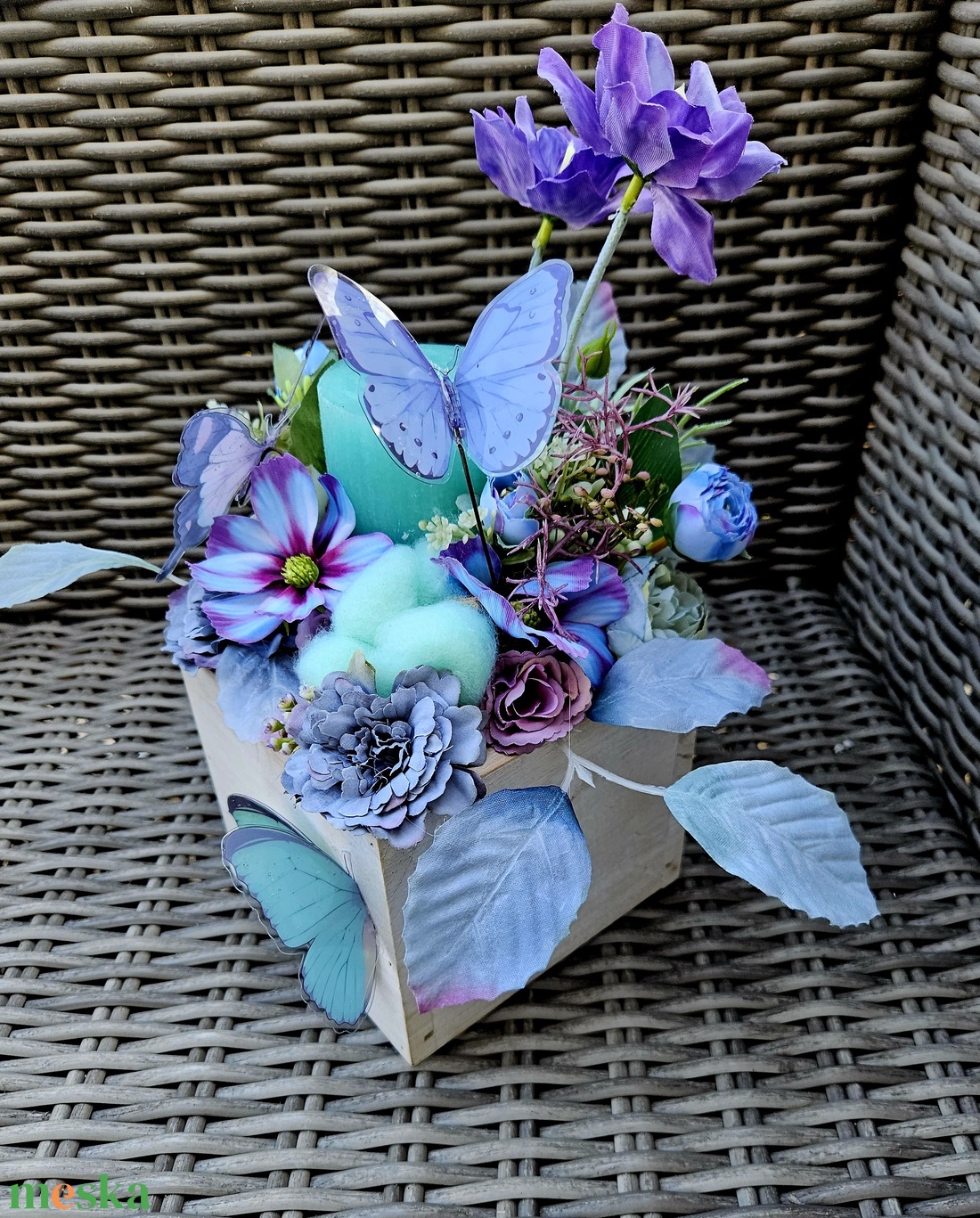 Pillangókert tömbgyertyás asztaldísz  - otthon & életmód - gyertya, illat, aroma - gyertya - Meska.hu