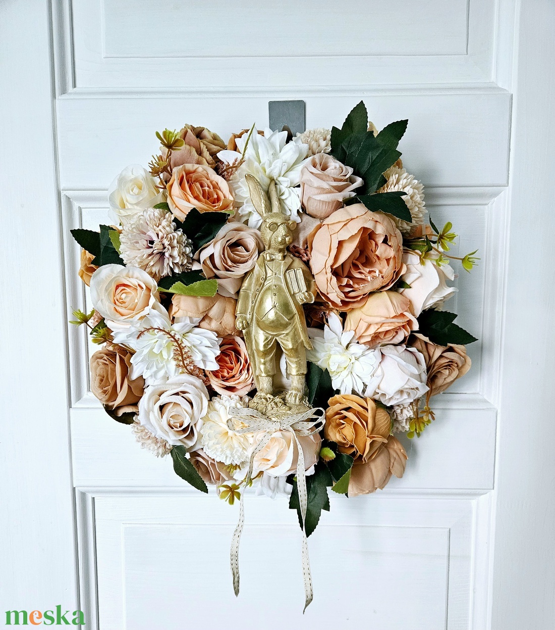 Aranyló nyuszi napszemüvegben délutáni napsütésben ����� - ünnepi díszek, dekorációk - húsvéti díszek és dekorációk - húsvéti ajtódísz, kopogtató - Meska.hu