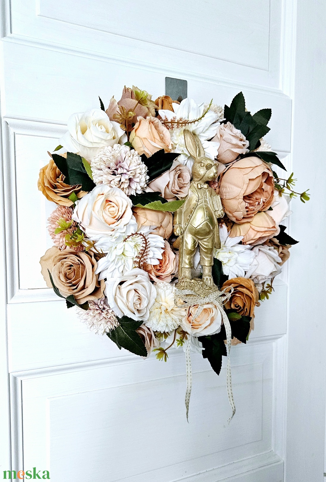 Aranyló nyuszi napszemüvegben délutáni napsütésben ����� - ünnepi díszek, dekorációk - húsvéti díszek és dekorációk - húsvéti ajtódísz, kopogtató - Meska.hu